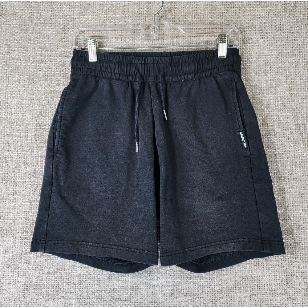 BearBottom Shorts Mens Small 7" Black Athletic Elastic Waist Drawstring Pockets